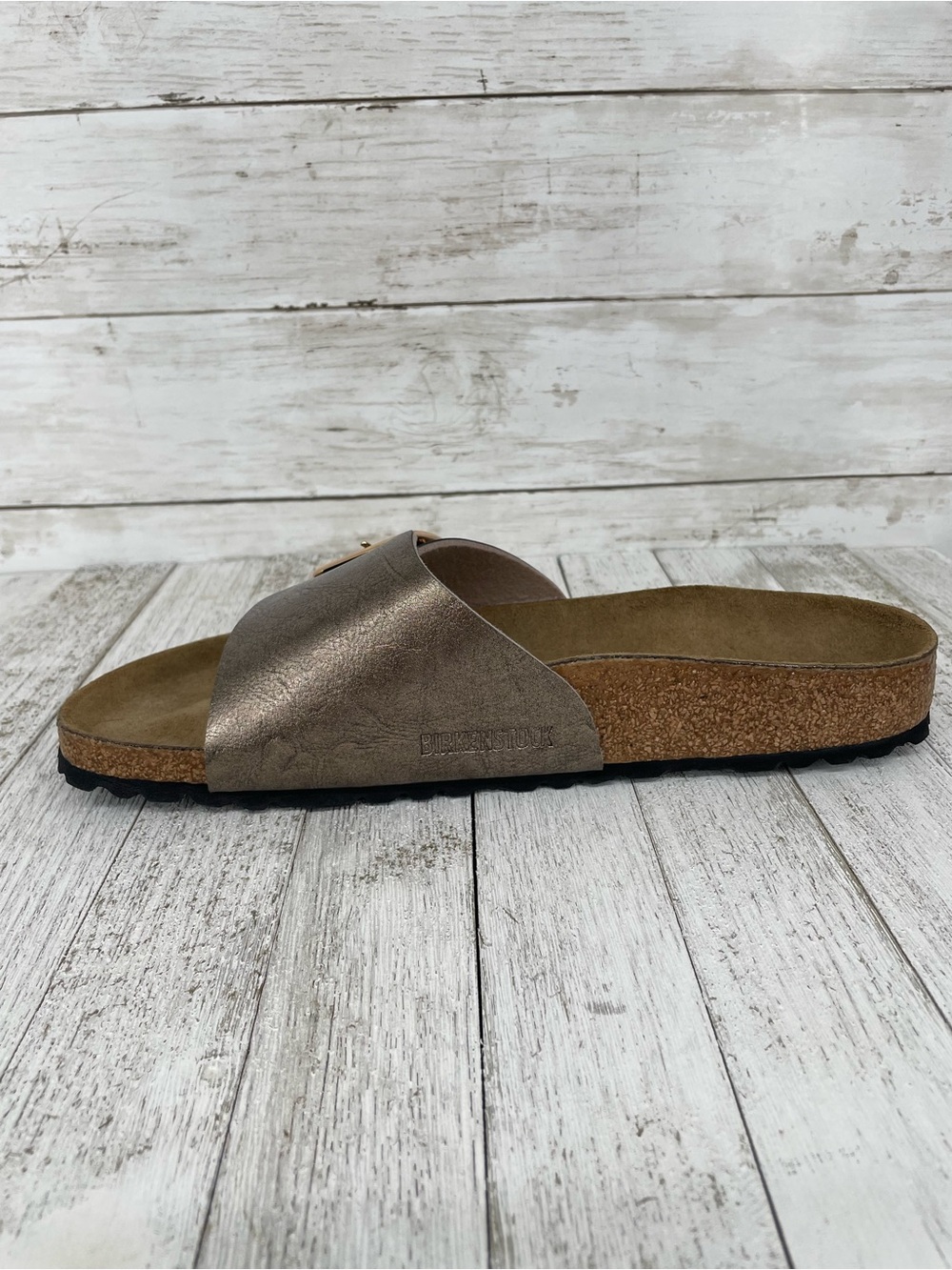 Birkenstock Madrid Big Buckle Metallic Taupe Sandals Size 42 Narrow - Picture 4 of 7